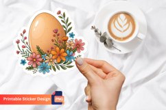 Egg With Flowers Sticker, Vintage Floral Egg Sticker Product Image 1