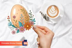 Egg With Flowers Sticker, Vintage Floral Egg Sticker Product Image 1