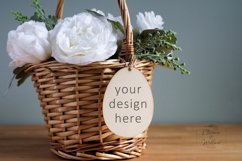 Wood Egg Cutout Easter Basket Tag Mockup, JPG File Product Image 1