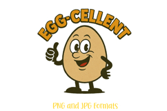 Eggcellent Egg Pun Logo Slogan Illustration PNG Cartoon