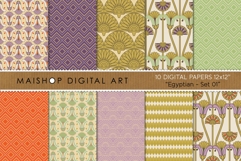 Egyptian Art Deco Digital Papes Lotus and Geometric Patterns Product Image 1