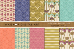 Egyptian Art Deco Digital Papes Lotus and Geometric Patterns Product Image 1