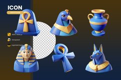 Egyptian treasure icon light blue color in plastic 3d style Product Image 1
