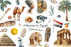 Watercolor Egypt clipart. Egyptian elements set 60 PNG Product Image 1