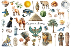 Watercolor Egypt clipart. Egyptian elements set 60 PNG Product Image 2