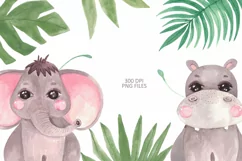 Watercolor Safari Baby Animals Clipart Product Image 3