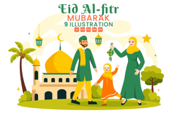 9 Happy Eid Al-Fitr Mubarak Illustration Product Image 1