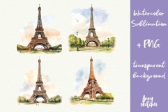 Eiffel Tower Clipart 4 PNG Paris Travel Illustrations Product Image 1