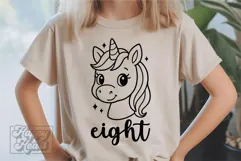 Eight Birthday Unicorn SVG - 8th Birthday Unicorn Shirt PNG Product Image 1