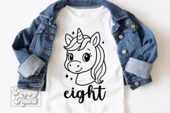 Eight Birthday Unicorn SVG - 8th Birthday Unicorn Shirt PNG Product Image 2