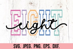 Eight Birthday Girl SVG - 8th Birthday Girl Varsity Font PNG Product Image 5