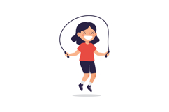 Happy girl jumping rope in a vibrant setting with a playful Product Image 1