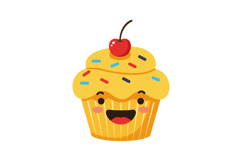 Cheerful yellow cupcake topped with a cherry and colorful sp Product Image 1