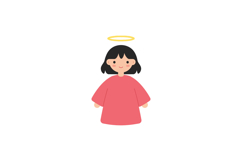 Cute girl character wearing a pink dress with a halo in flat Product Image 1