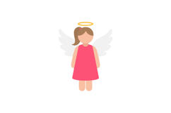 Angelic figure with wings wearing a pink dress in flat vecto Product Image 1