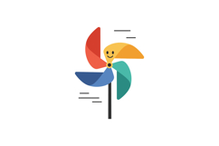 Colorful smiling pinwheel spinning in the wind, playful and Product Image 1