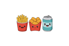 Cute fast food characters including fries, chicken nuggets, Product Image 1