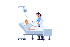 Doctor examining a patient in a hospital room with minimal s Product Image 1