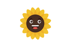 Happy sunflower character with a cheerful expression in flat Product Image 1