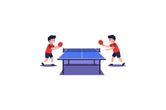 Two boys playing table tennis in colorful sportswear, minima Product Image 1