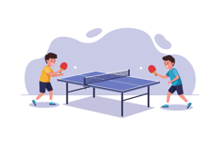 Two boys playing table tennis in a flat style design, showca Product Image 1