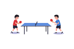 Two boys playing table tennis in a flat design style vector Product Image 1