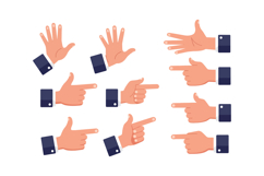 Various hand gestures in flat design style showcasing pointi Product Image 1
