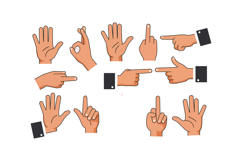 Various hand gestures in flat design style showcasing commun Product Image 1