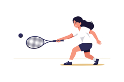 Young girl playing tennis with determination in a flat vecto Product Image 1