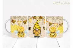Bee Gnome Mug PNG, Bumble Bee Png, 11Oz Mug Sublimation Product Image 1