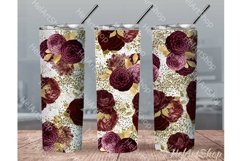 Burgundy Tumbler PNG| Floral Sublimation Product Image 1