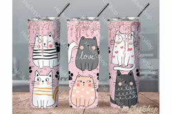 Cute Cat Tumbler Sublimation | Kitten PNG Product Image 1