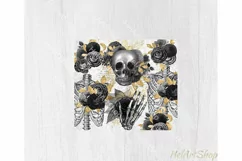 Skull Tumbler PNG |Black Gold Sublimation Product Image 2