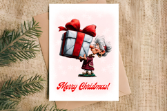 Merry Christmas card templates printable Cute old lady PNG Product Image 4