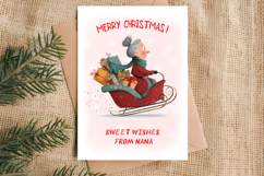 Christmas card design Funny elderly lady Holiday wishes PNG Product Image 5