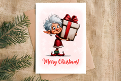Merry Christmas card templates printable Cute old lady PNG Product Image 5