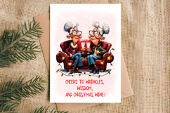 Christmas card templates Funny elderly woman and best friend Product Image 2