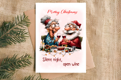 Christmas card templates Old lady Grandma with Santa Claus Product Image 2