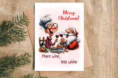 Christmas card templates Old lady Grandma with Santa Claus Product Image 3