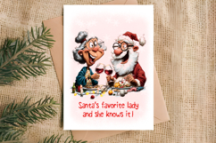 Christmas card templates Old lady Grandma with Santa Claus Product Image 4