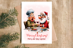 Christmas card templates Old lady Grandma with Santa Claus Product Image 5