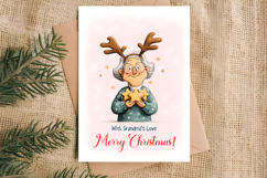 Merry Christmas card templates printable Cute old lady PNG Product Image 2
