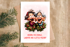 Christmas card templates Funny elderly lady and best friend Product Image 5