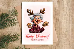Christmas card templates Old lady Grandma, holiday wishes Product Image 3