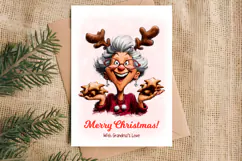 Christmas card templates Old lady Grandma, holiday wishes Product Image 5