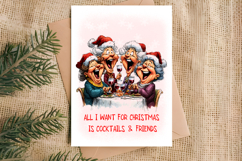 Christmas card design Funny elderly lady with best friends Product Image 5