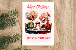 Christmas card design Funny elderly lady with Santa Claus Product Image 2