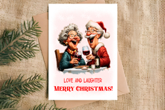 Christmas card design Funny elderly lady with Santa Claus Product Image 3