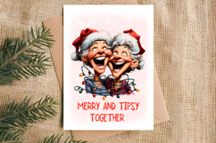 Christmas card templates Old lady Grandma with best friend Product Image 5