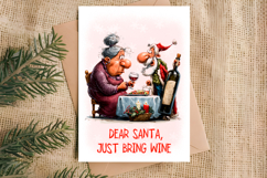 Christmas card templates Old lady Grandma with Santa Claus Product Image 2